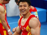 8月9日，中国队在北京奥运会体操男子资格赛第二场的比赛中，以374.675分的总成绩暂列资格赛第一。